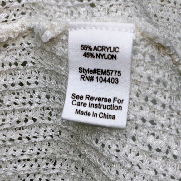 Boho Knit Tank Top White Cream Semi Sheer Coastal Flowy Blouse Womens Size Small - Picture 5 of 5